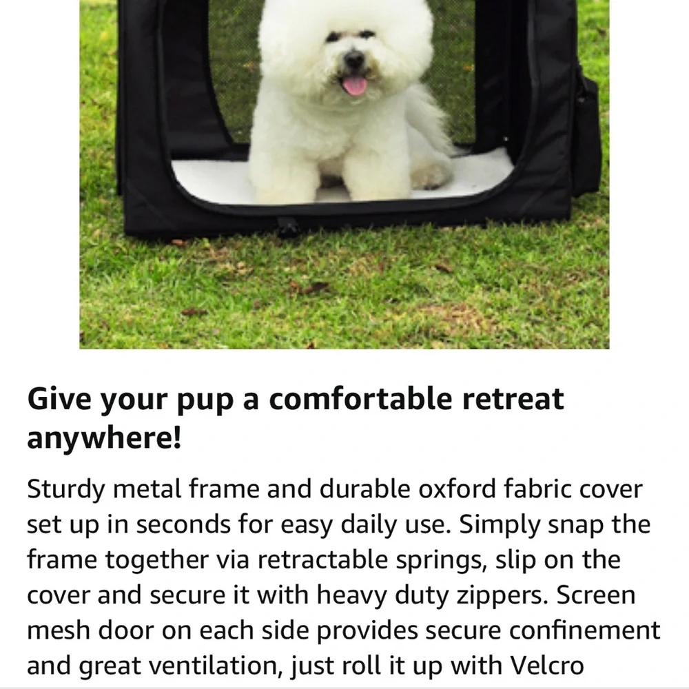 NEW 3Door 24” Indoor/Outdoor Folding Soft Pet Crate